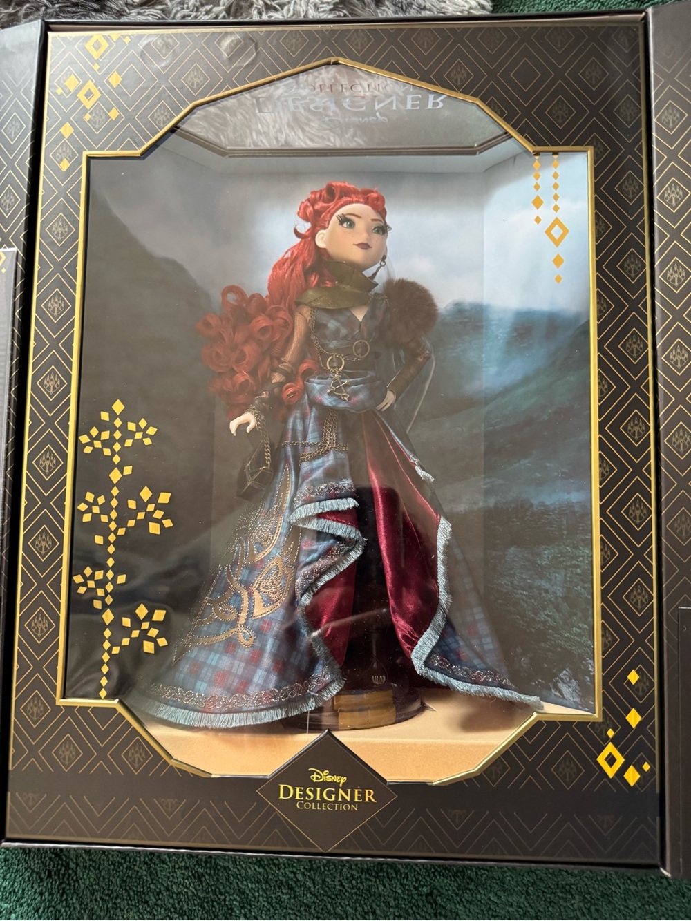 Disney Merida Doll in Red Hair with Blue & Burgundy Gown